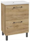 Pikkukuva 2 / 7: Kylpyhuonekaappi pesualtaalla, hanalla ja sifonilla 60x80cm Standing Oak Craft Cassandra