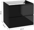 Pikkukuva 3 / 4: Musta riippuva kylpyhuoneen kaappi 60x50cm Modus-kannella