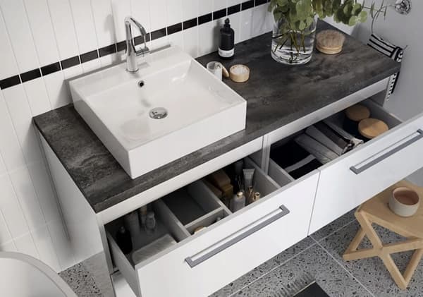 Universell badrumsbänkskiva 60x46cm Svart betonglaminerad möbelskiva