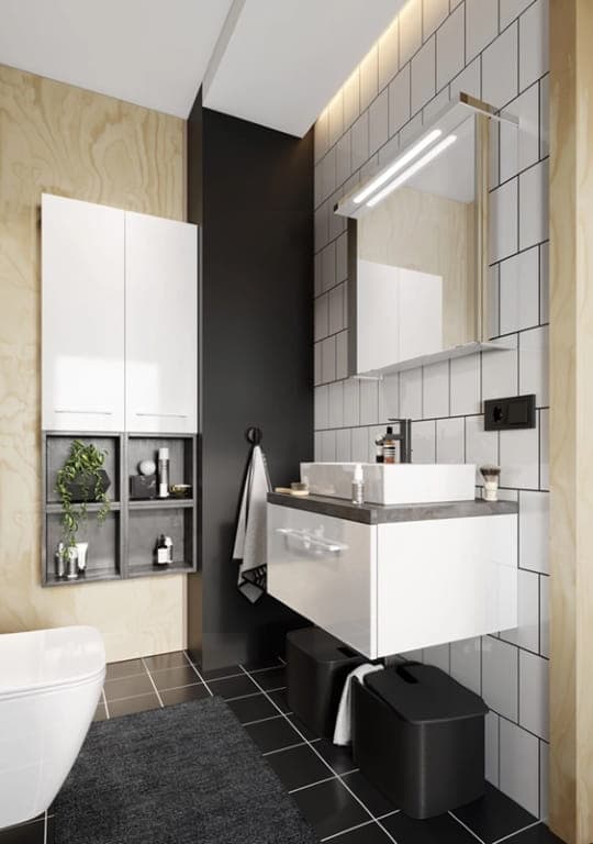 Universell badrumsbänkskiva 60x46cm Svart betonglaminerad möbelskiva