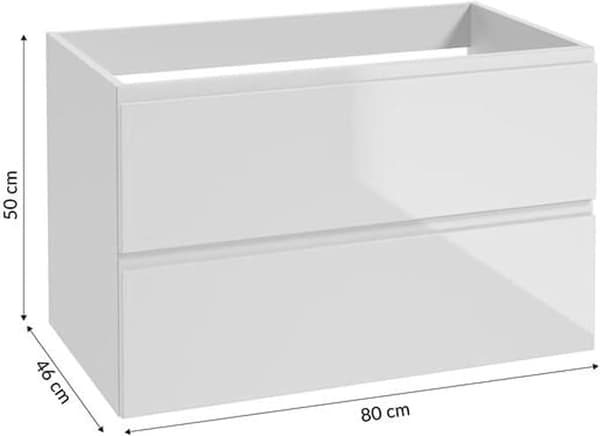 Badrumsskåp, vitt, 80x50, hängande, utan bänkskiva, under handfatet, Modus byrå
