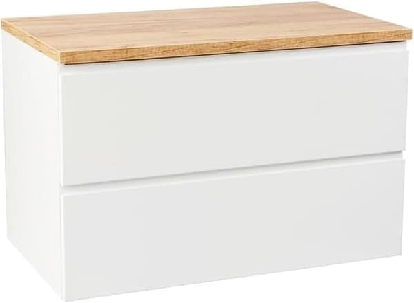 Badrumsskåp, vitt, 80x50, hängande, utan bänkskiva, under handfatet, Modus byrå