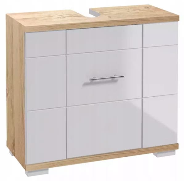 Tvättställsskåp med sifonurtag 70x62,5x31,5cm Sonoma ek Vit Rita