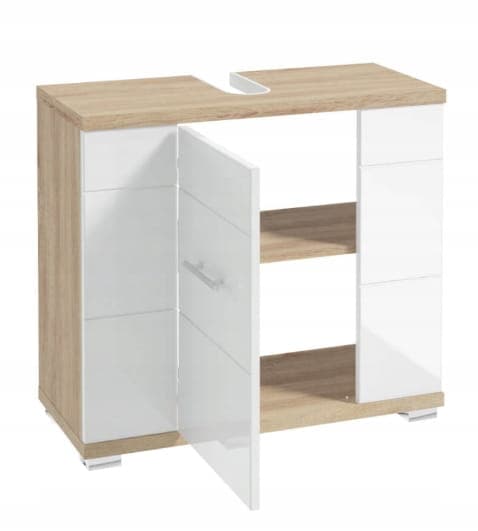 Tvättställsskåp med sifonurtag 70x62,5x31,5cm Sonoma ek Vit Rita