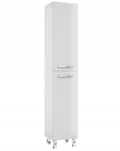 Fristående badrumsstolpe 185x35cm Vit högglans 4 hyllplan, mjukstängande Bonita