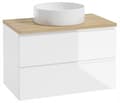 Pikkukuva 1 / 5: Seinälle ripustettava kylpyhuoneen kaappi 100x50cm setti pöytälevyllä ja pyöreällä pesualtaalla, valkoinen Modus