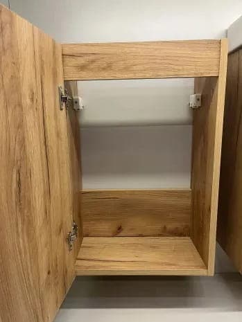 Badeværelsesskab med håndvask 60x40 cm hængende håndlavet eg Parma