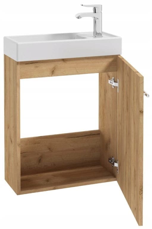 Kylpyhuoneen kaappisetti, pesuallas 50x70 + peilikaappi 50x60, Verona craft tammi