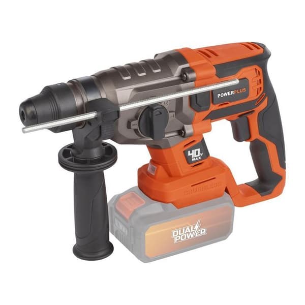 Wireless Prank Hammer 40V 5J SDS -Plus Brushless + 5 Tillbehör - Dual Power POWDP15680 - Levereras utan batteri eller laddare