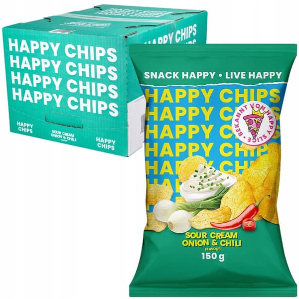 Happy Chips Chips med løg og chilismag 150g