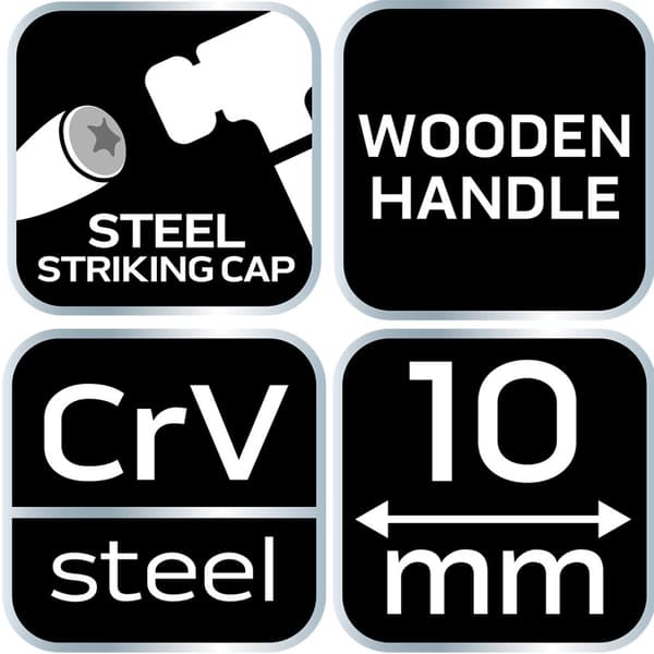10 mm mejsel, CRV, træskaft