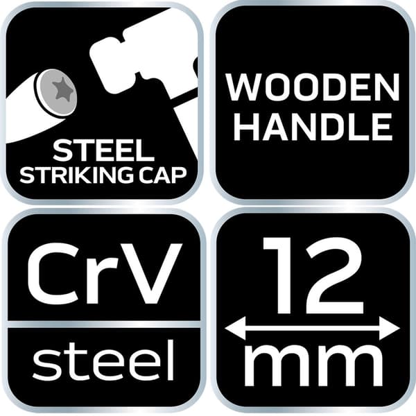 12 mm mejsel, CRV, træskaft