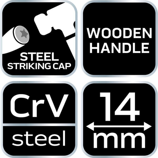14 mm mejsel, CRV, træskaft
