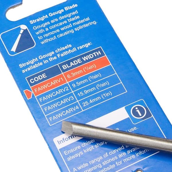 Faithfull mejsel - potbelly - pointerrolle - WCARV1 - Rak mejsel Carving Mejsel 6,3 mm (1/4in) - FAI