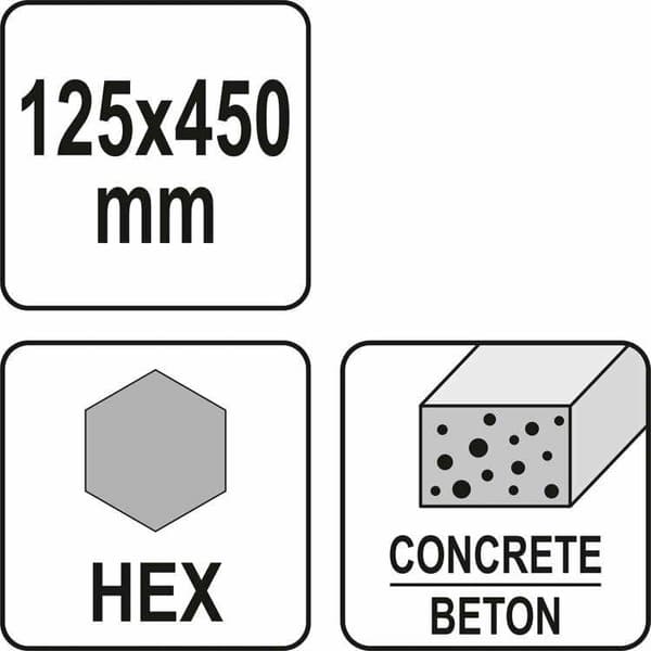 YATO Kuusiokolotaltta 125 mm betonille ja asfaltille