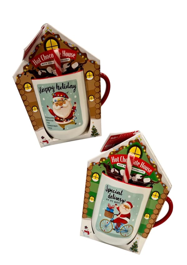 Julmugg med varm choklad, polkagris & marshmallows