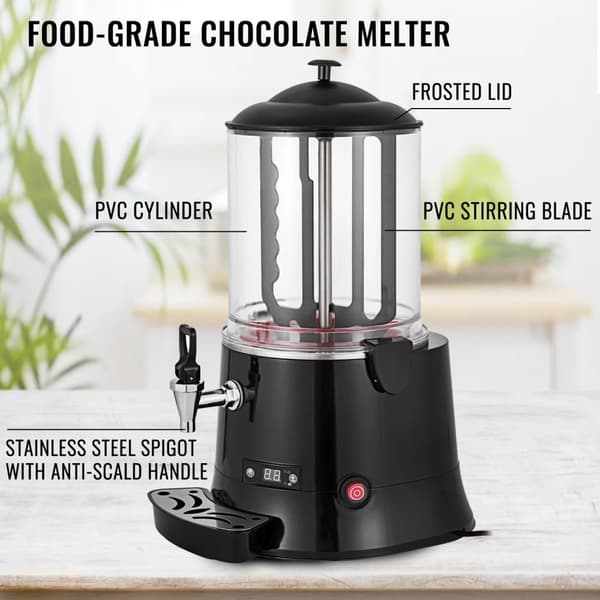 400W 10L 30-90°C varmchokladmaskin med avtagbar droppbricka, choklad tempereringsmaskin, lätt att använda och rengöra
