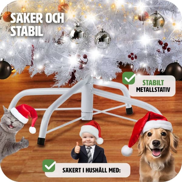 Julgran med metallstativ, vit - 150 cm