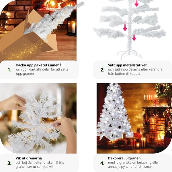 Julgran med metallstativ, vit - 150 cm