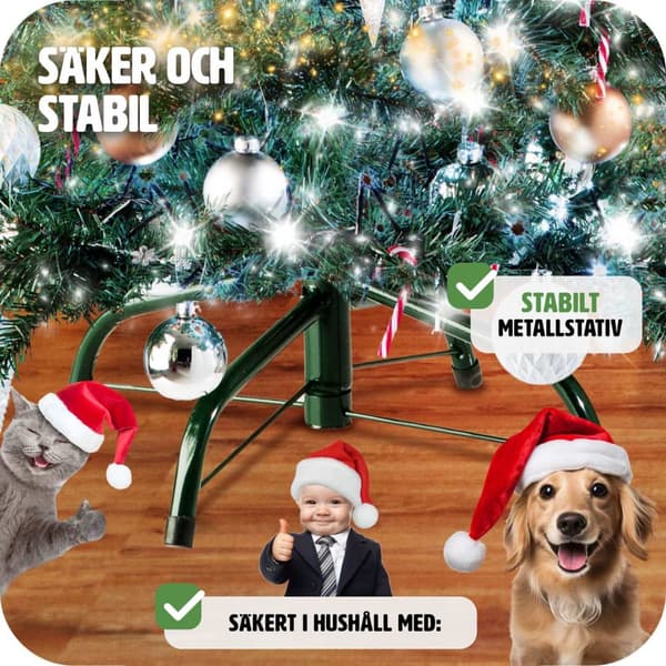 Julgran, konstgjord med metallstativ, - 180 cm