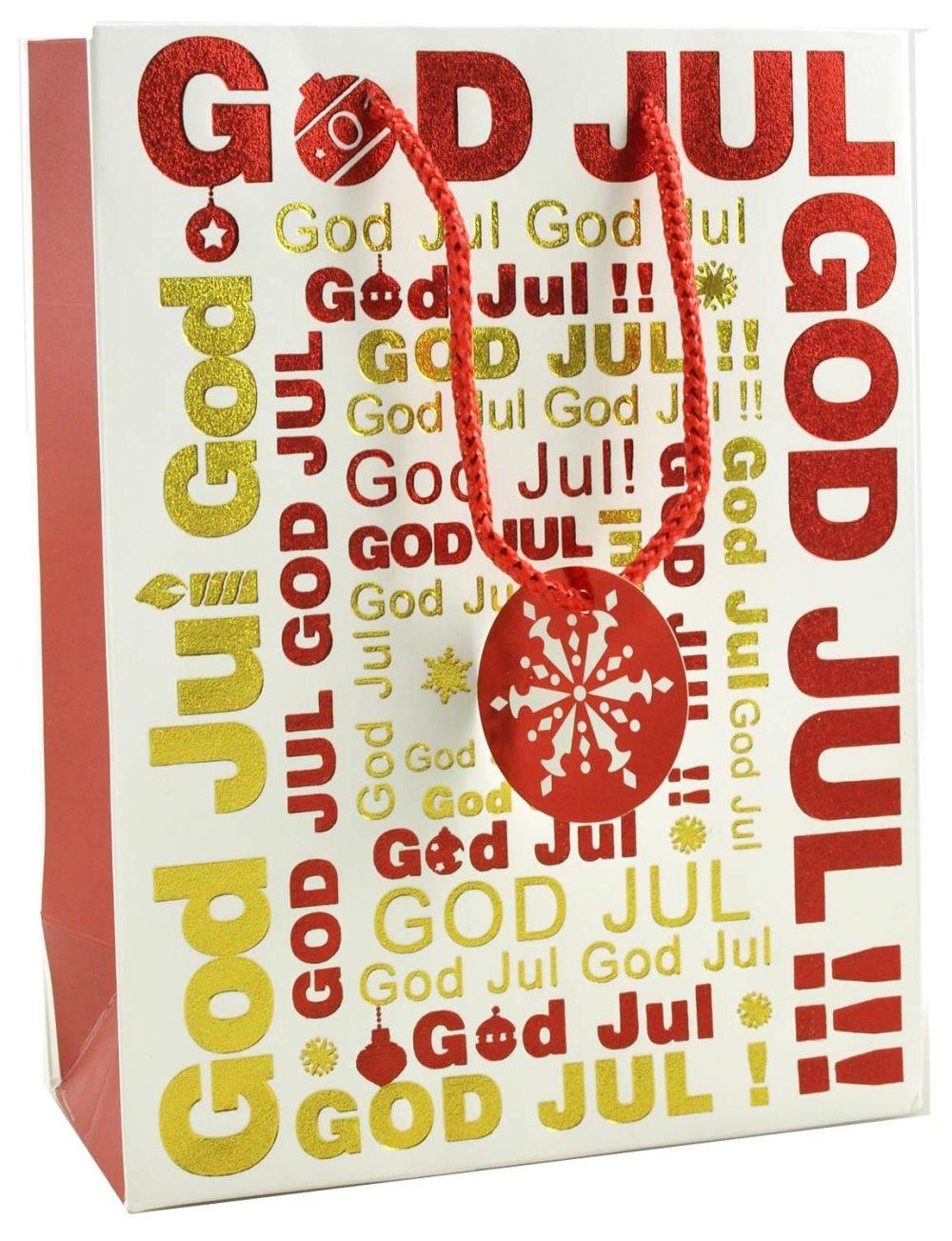 Påse God Jul presentpåse 19x25x9 cm