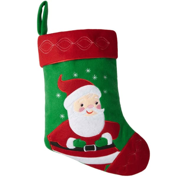 Julstrumpa med tomtemotiv - röd/grön
