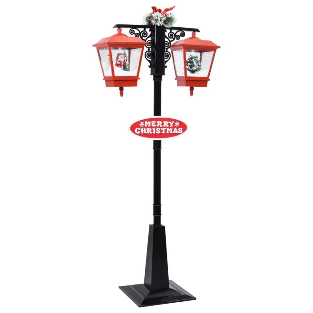 vidaXL Jouluinen katuvalaisin joulupukilla musta ja pun. 188 cm PVC