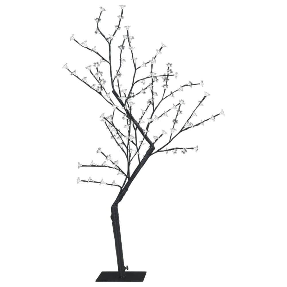 vidaXL Plastgran 128 LEDs körsbärsblommor varmvitt ljus 120 cm
