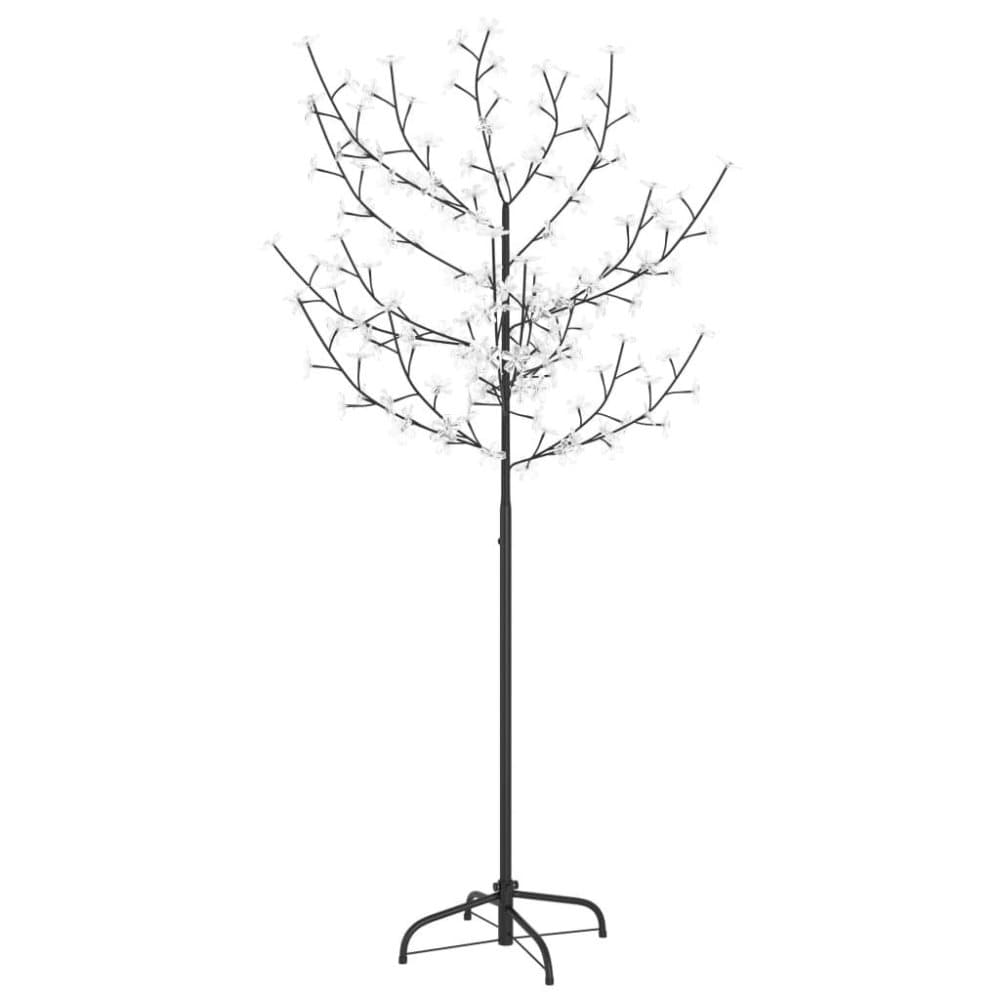 vidaXL Plastgran 120 LEDs körsbärsblommor kallvitt ljus 150 cm
