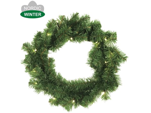 Nordic Winter Kunstig grankrans Ø45 cm med lys, batteri (780-015)