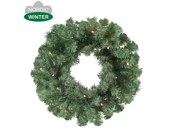 Nordic Winter Kunstig grankrans Ø45 cm med lys, batteri (780-015)