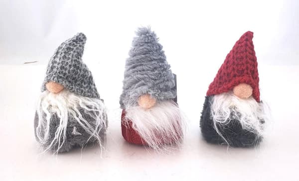 Tomte Grå Stickad luva 14 cm