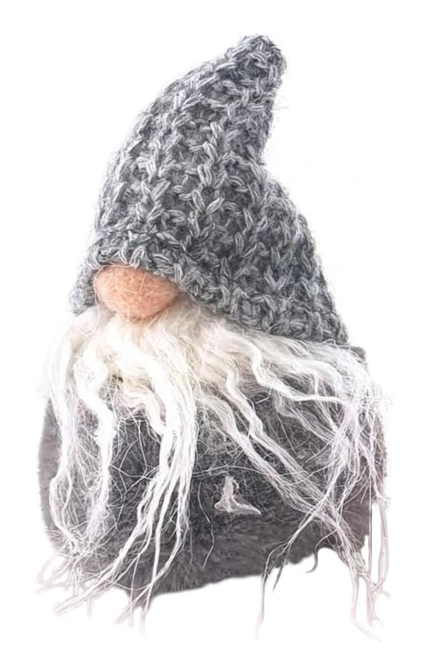 Tomte Grå Stickad luva 14 cm