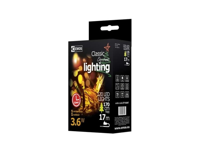 Emos ZY1434T, 120 lamper, LED, Oransje, 50000 timer, Inne/Ute, Svart