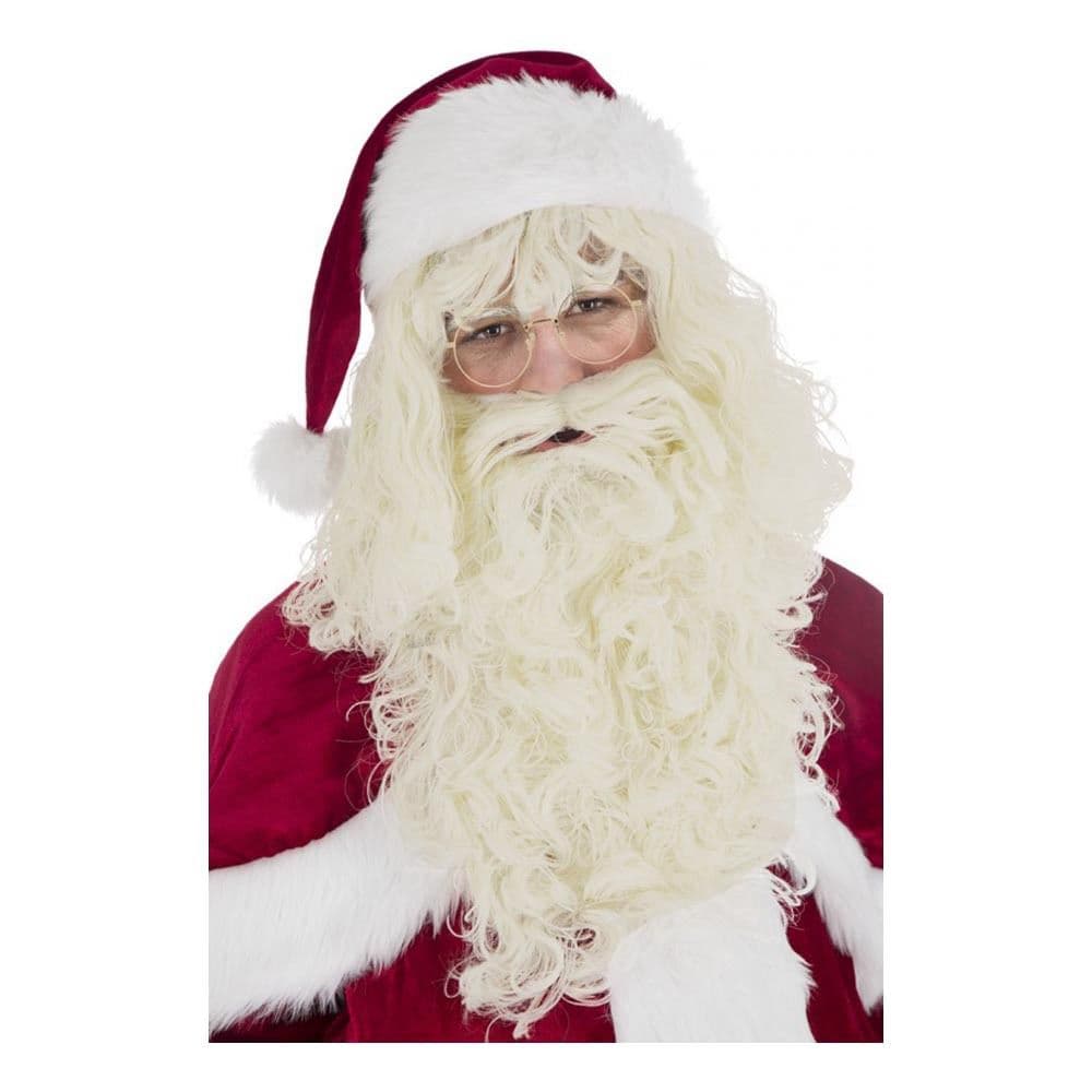 Santa Claus Peruukkisetti Deluxe Luonnonvärinen