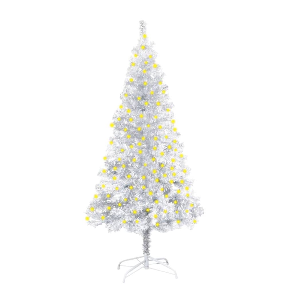 vidaXL Plastgran med fot och LED silver 150 cm PET