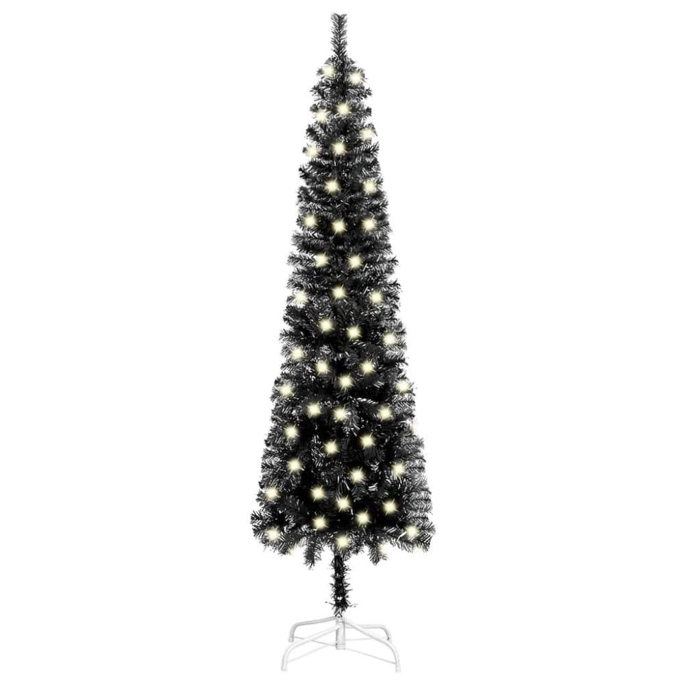 vidaXL Smal plastgran med LED svart 120 cm