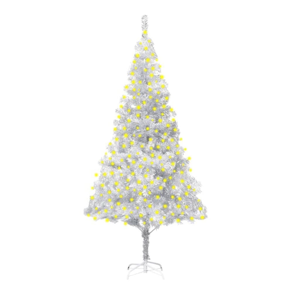 vidaXL Plastgran med fot och LED silver 210 cm PET