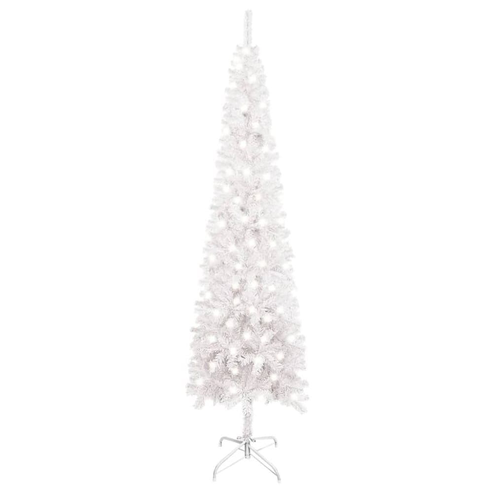 vidaXL Smal plastgran med LED vit 180 cm