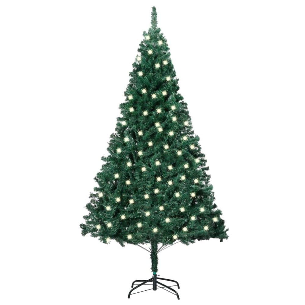 vidaXL Plastgran med LED och tjocka grenar grön 120 cm
