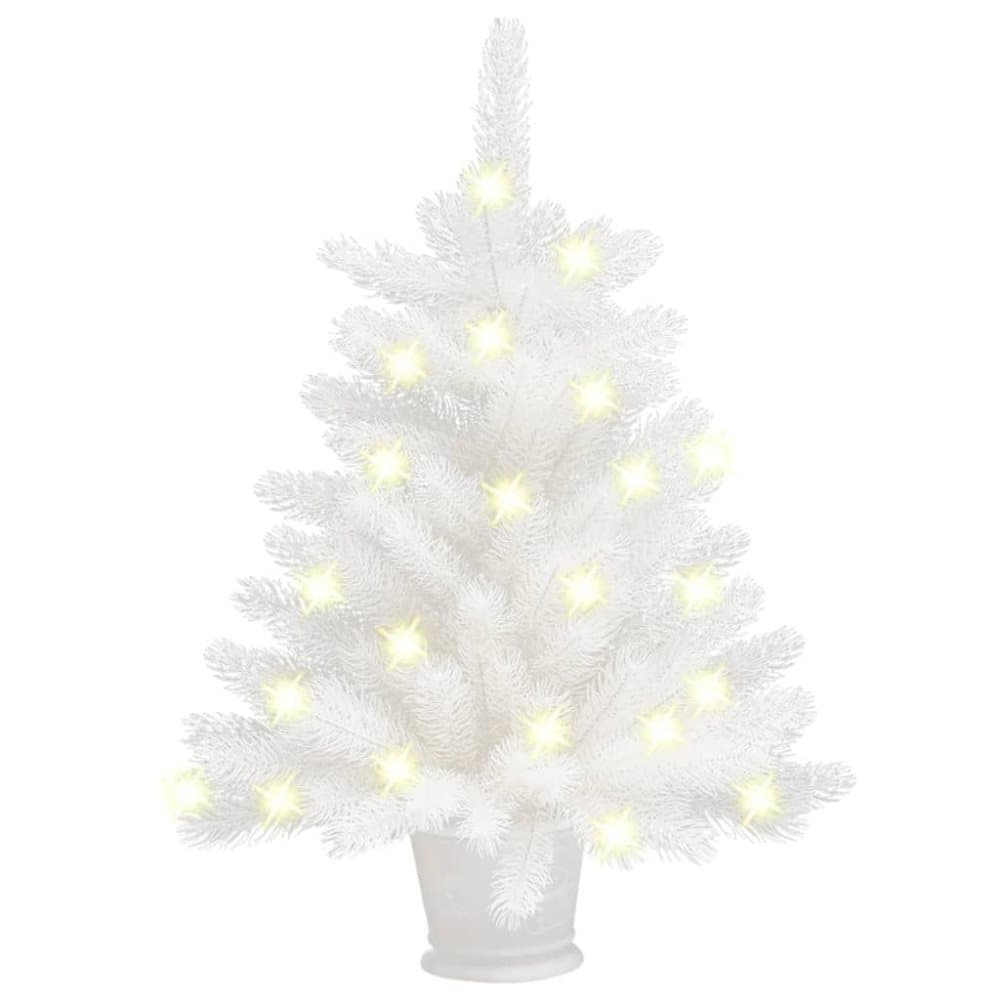 vidaXL Plastgran med LED vit 65 cm