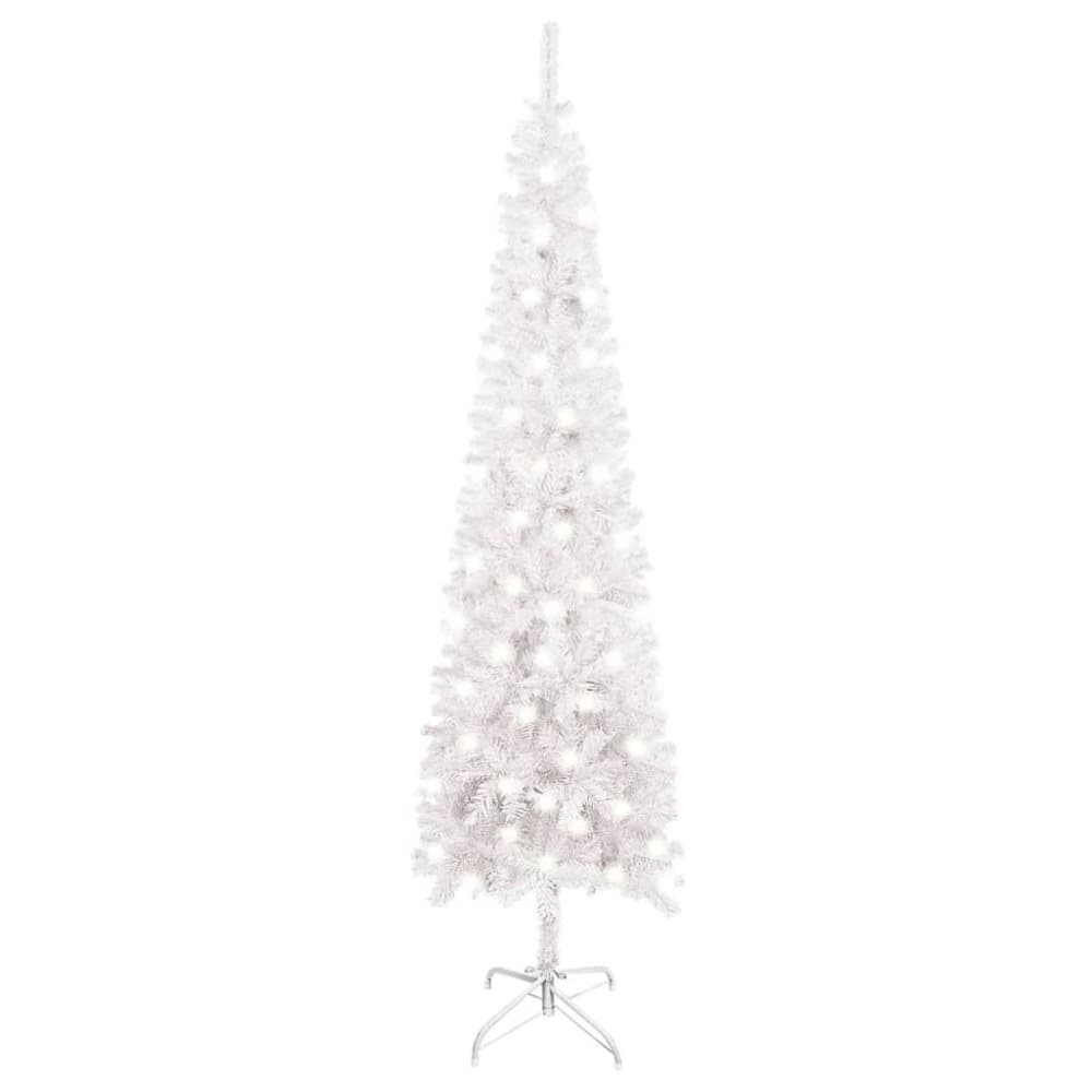 vidaXL Smal plastgran med LED vit 120 cm