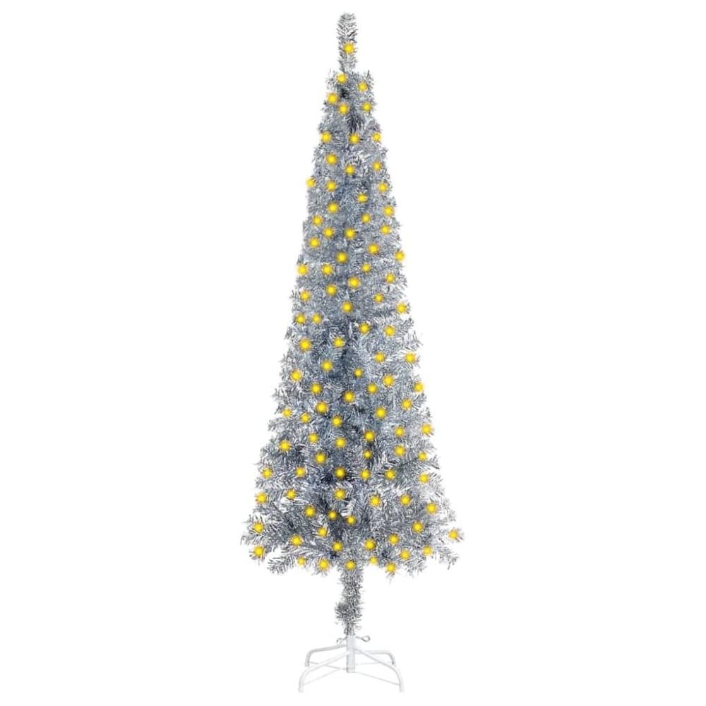 vidaXL Smal plastgran med LED silver 210 cm