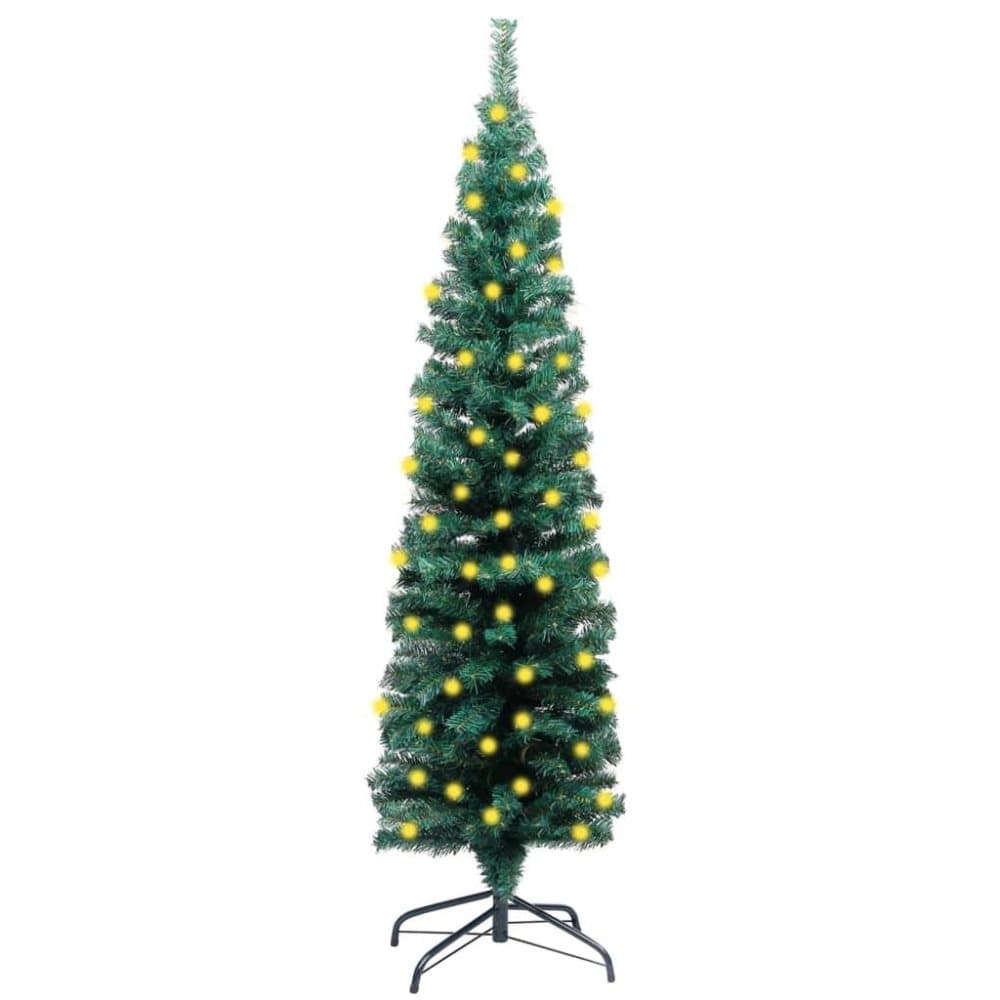vidaXL Smal plastgran med LED och fot grön 150 cm PVC