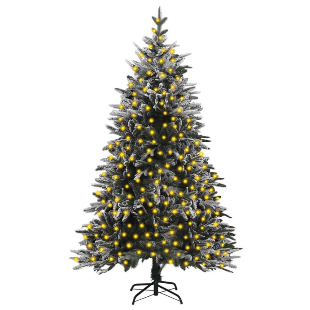 vidaXL Plastgran med LED och snö 210 cm PVC&PE