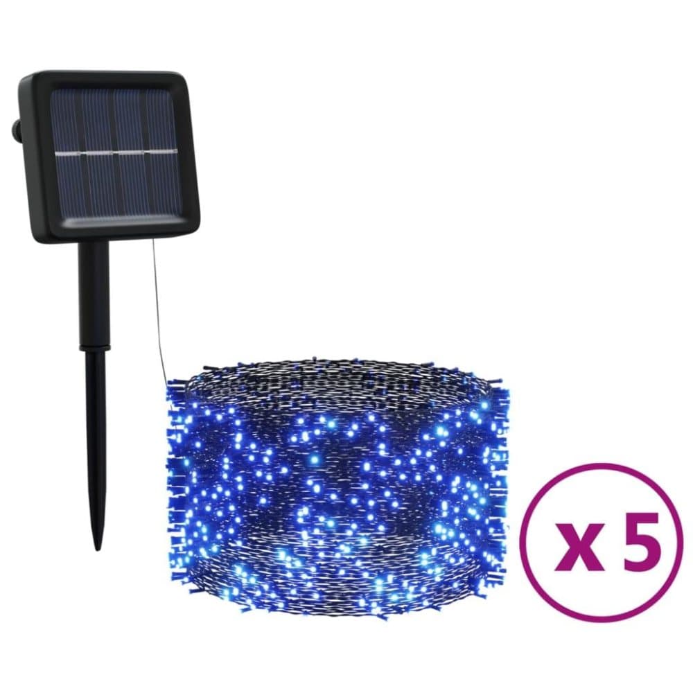 vidaXL Soldriven ljusslinga 5 st 5x200 lysdioder blå inne/ute