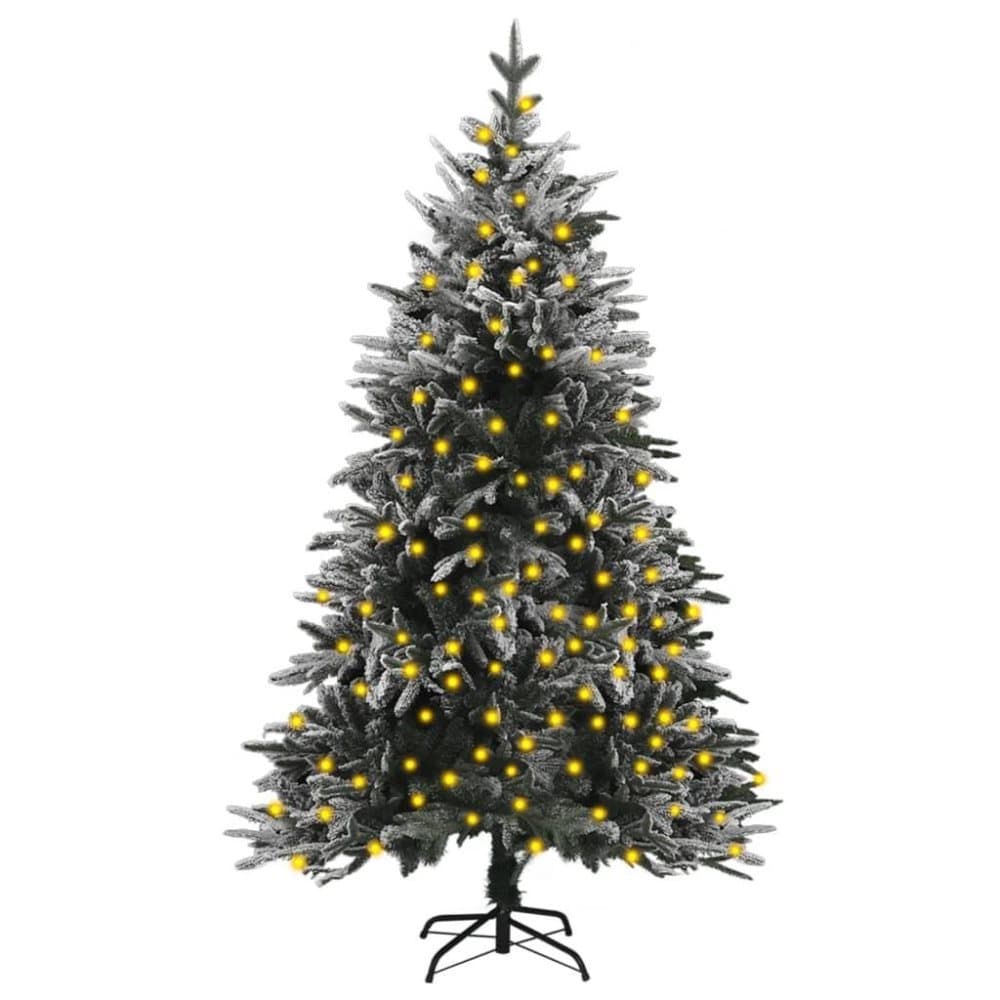 vidaXL Plastgran med LED och snö 120 cm PVC&PE