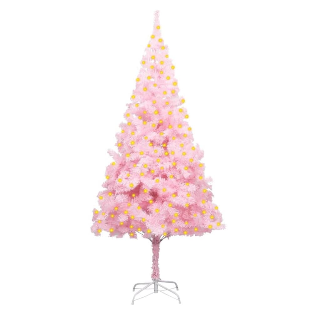 vidaXL Plastgran med fot och LED rosa 210 cm PVC