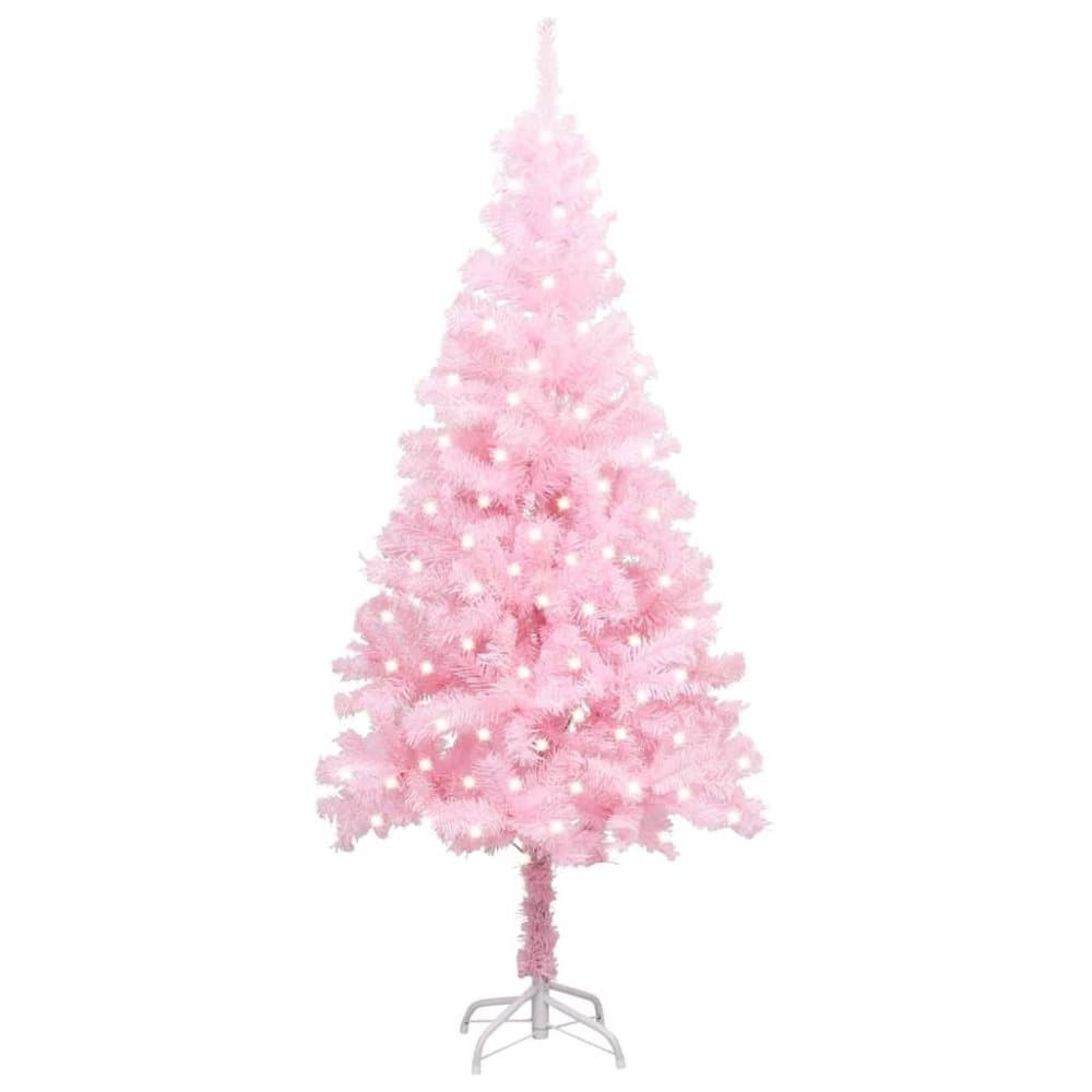 vidaXL Plastgran med stativ och LED rosa 240 cm PVC