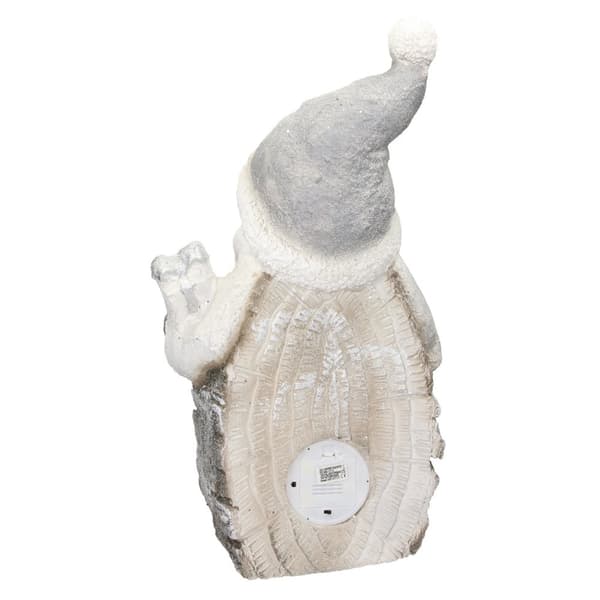 ECD Germany SANTA CLAUS DECO Figur med LED-belysning 52cm varm hvid hvid med grå hat og tørklæde, til inderside, LED Juledekoration Christmas Figur